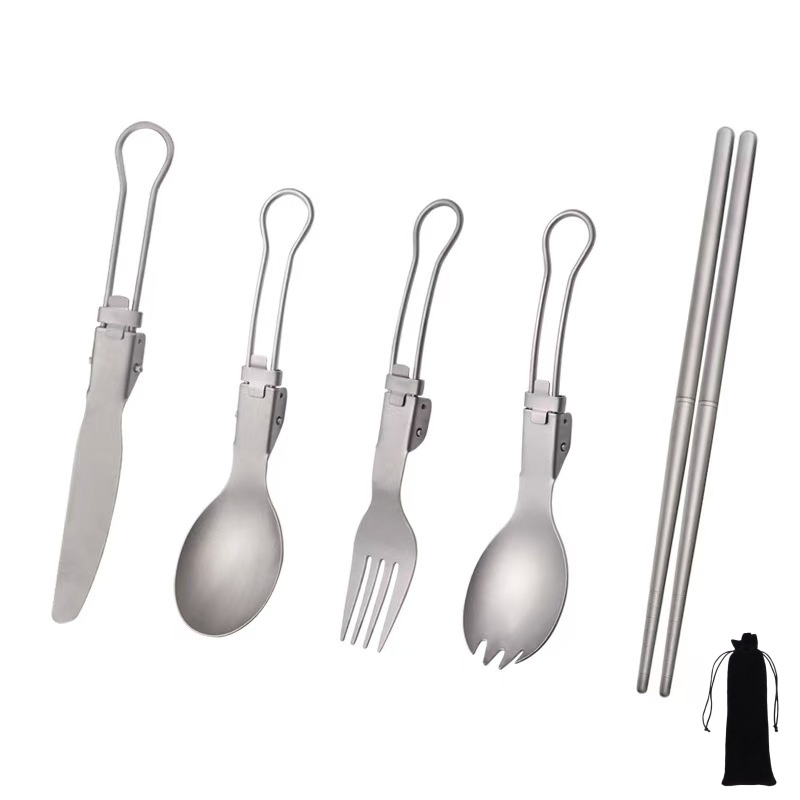 Weaning Spoon Set - Juego de Cubiertos Plegables de Titanio