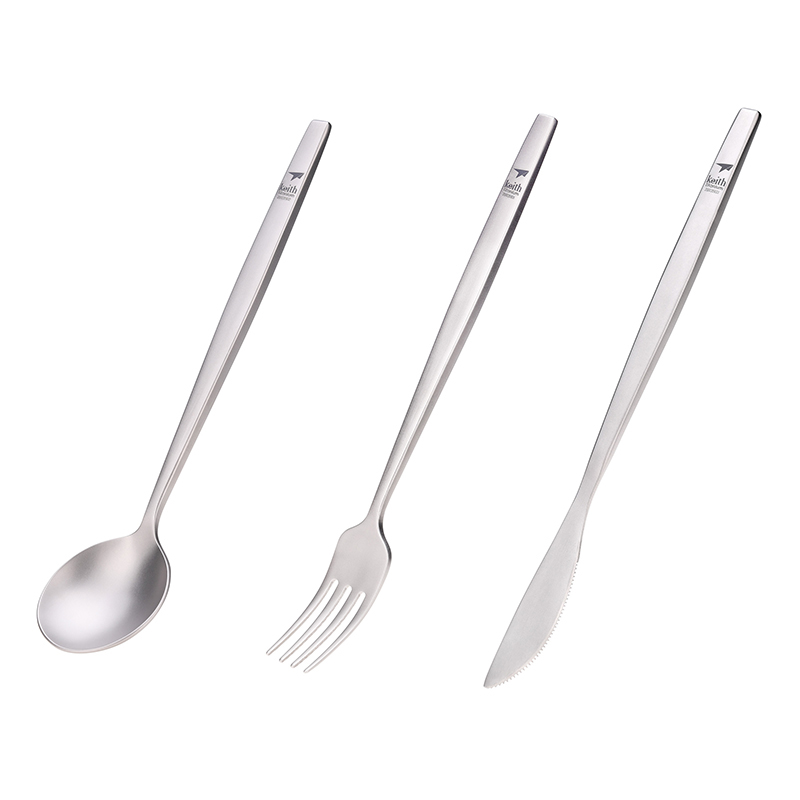 Weaning Spoon Set - Keith-cuchara portátil de titanio, tenedor, cuchillo,