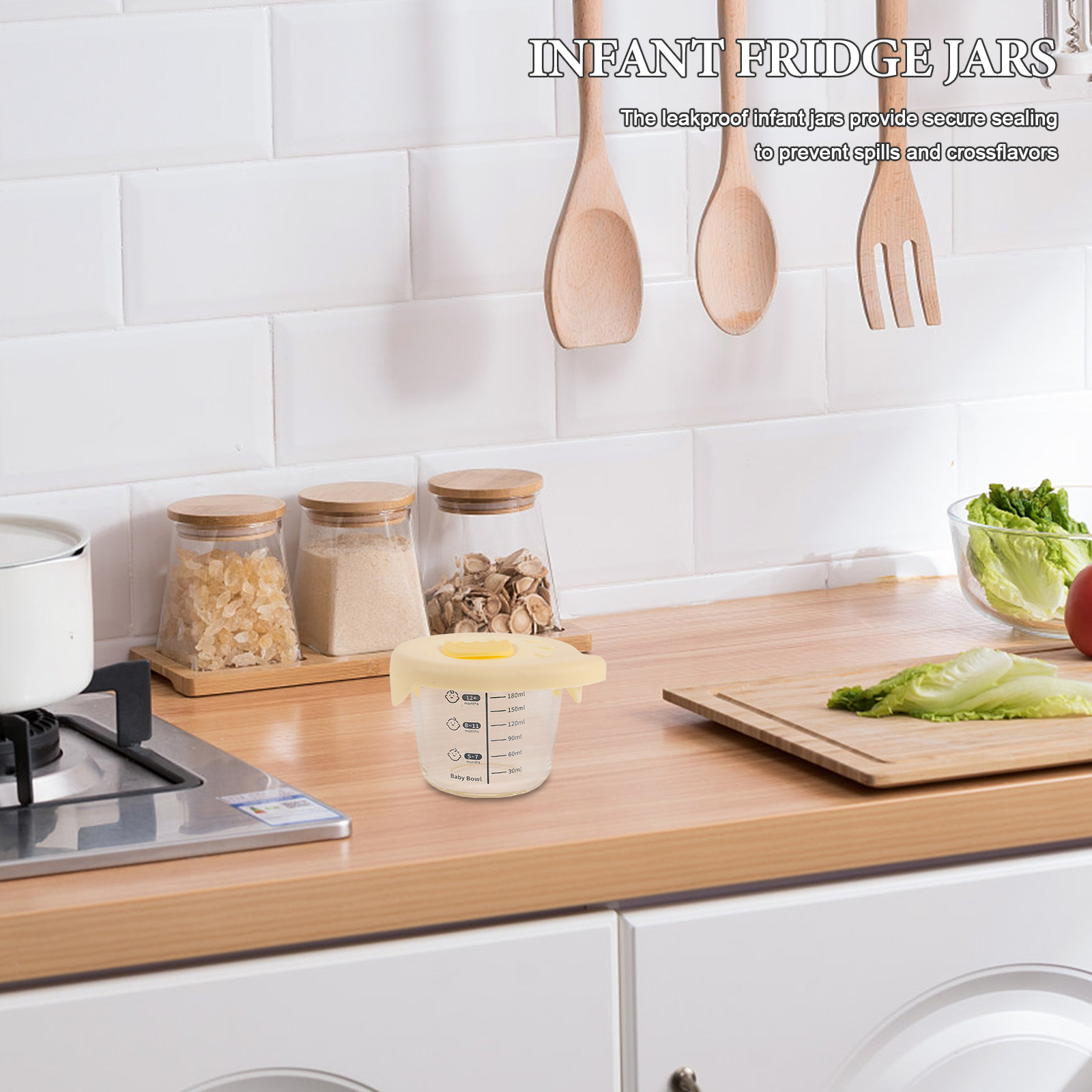 Baby Food Jars Glass - 2 Recipientes de Vidrio para Almacenar