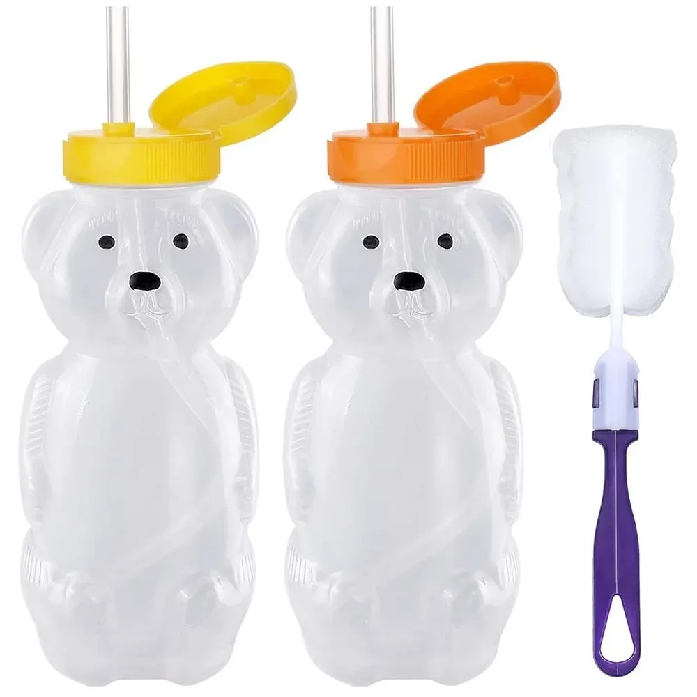 Baby Food Bottle - Tazas de paja Honey Bear para