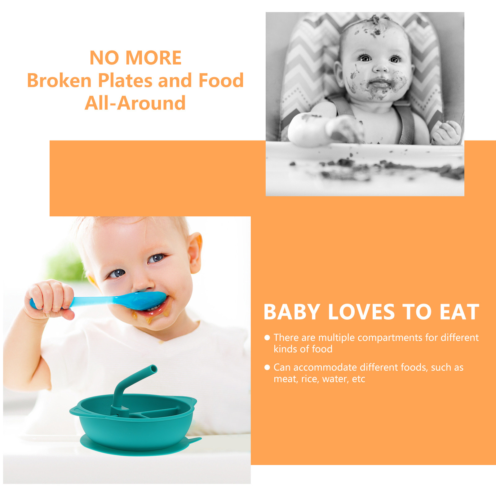 Plato de silicona antirrotura  - Baby Food Dinner reseña y precio